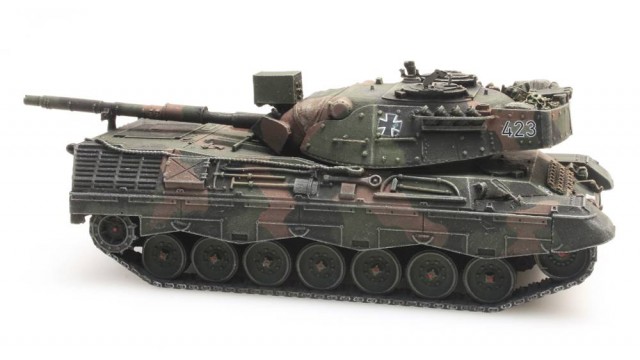 kant-en-klaar, BRD Leopard 1A1-A2 Fleck.tarn. f. Eisenbahntr