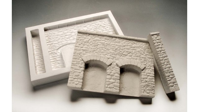 Siliconen mallenset voor tunnelbouw “breuksteen”, dubbel spo