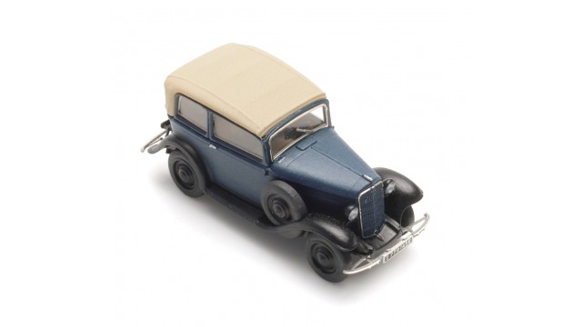 Opel P4, kap omhoog, blauw